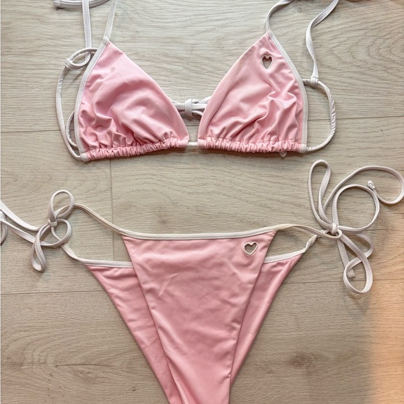 Frankie’s bikini Pink Bikini Set with Heart Detail - Picture 2 of 3